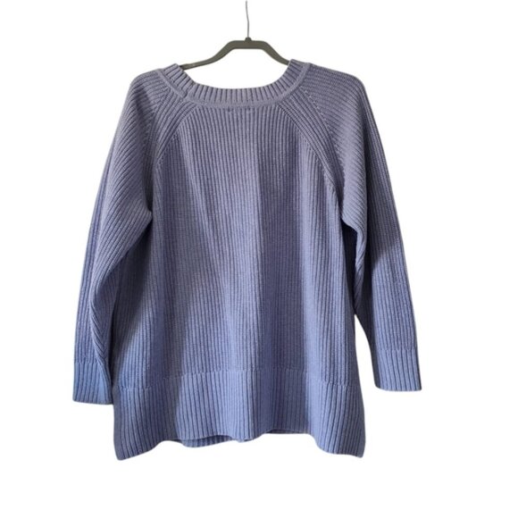 Penn Cable Knit Fishermen Cotton Pastel Lavender Spring Pointelle Sweater 1X - Picture 3 of 8